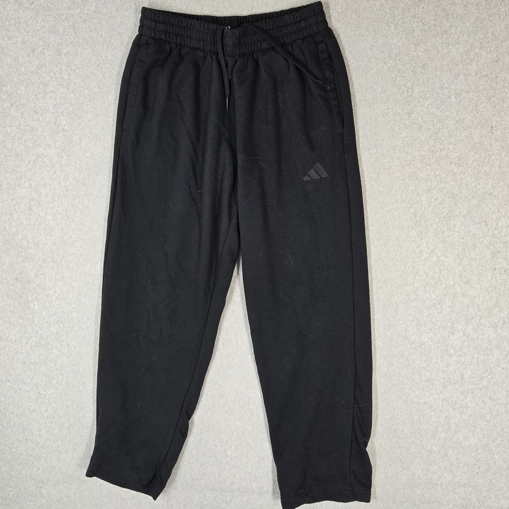 Adidas Men Activewear Pants M Black Sweatpants Logo 27" Inseam Stretch